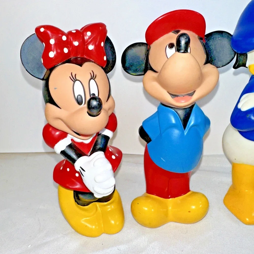 VTG Walt Disney Set of 5 Squeaky 6 Inch Figures Vinyl SOFT EVC Mickey/Minnie +3
